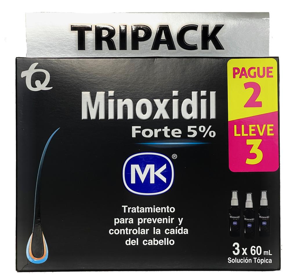 TRIPACK MINOXIDIL FORTE 5% 60 ML PAGUE 2 LLEVE 3 MK