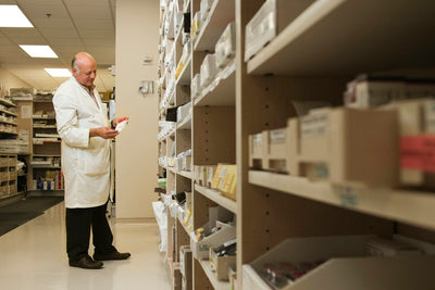 Farmacéutico en un pasillo de droguería