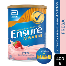Ensure Advance Fresa 400 g - Suplemento nutricional completo en polvo sabor fresa de Abbott