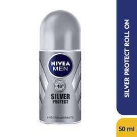Desodorante Nivea Men Silver Protect Roll-On 50 ml antitranspirante antibacterial con iones de plata