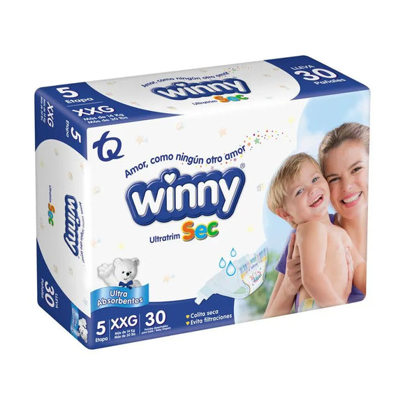 Pañal Winny Ultratrim Sec etapa 5 XXG paquete x 30 unidades — Tecnoquímicas