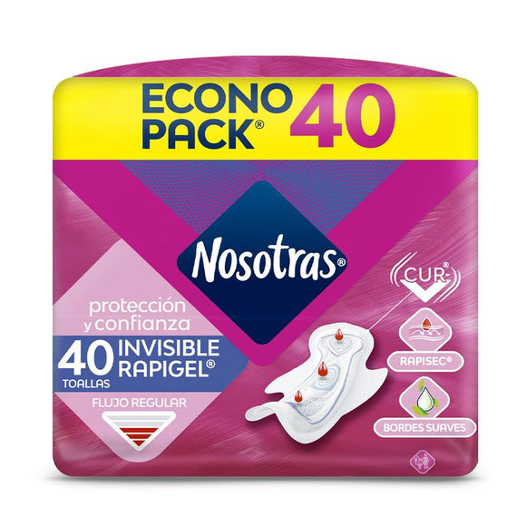 Nosotras Invisible Rapigel toallas 30 unidades + 5 protectores — Familia