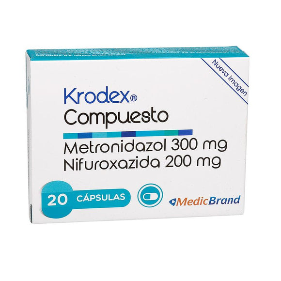 Krodex Compuesto Metronidazol + Nifuroxazida 300+200mg 20 Cápsulas — Medibrand
