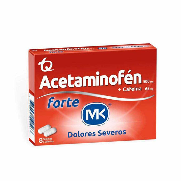 Acetaminofen Forte 8 Tabletas mk — caja TecnoQuimicas