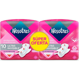 2 Toallas Higiénicas Nosotras Ultra Invisible Rapisec x 10 Un c/u