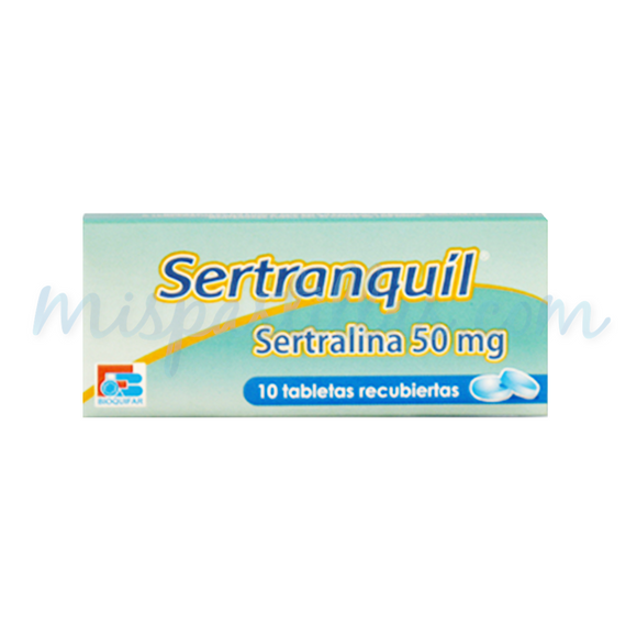 Sertranquil 50mg (sertralina) 10 tabletas — Bioquifar Pharmaceutica