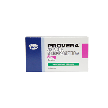 Provera 5mg acetato de medroxiprogesterona 30 tabletas — Pfizer