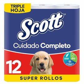 Papel Higiénico Scott Cuidado Completo triple hoja paquete 30 unidades