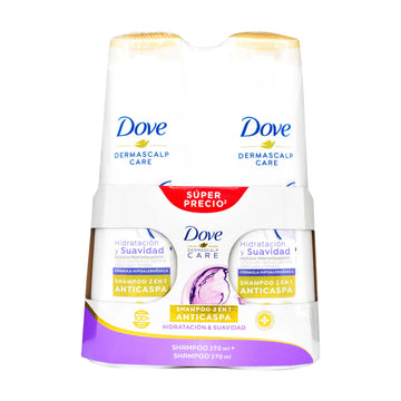 2 Shampoo Dove Hidratación y Suavidad 370 ml — Unilever — imagen 2