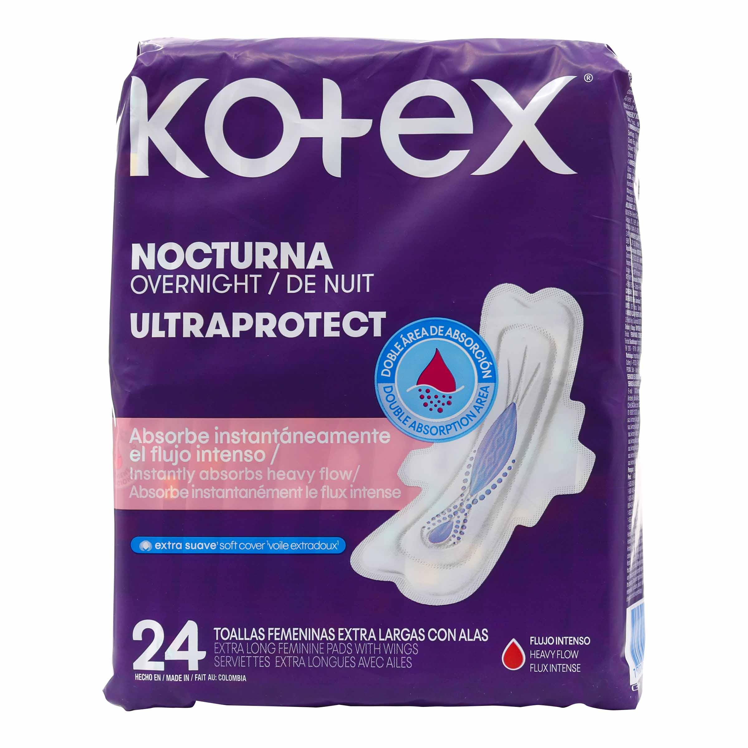 TOALLAS KOTEX NOCTURNA ULTRAPRTOTECT 24 UNIDADES