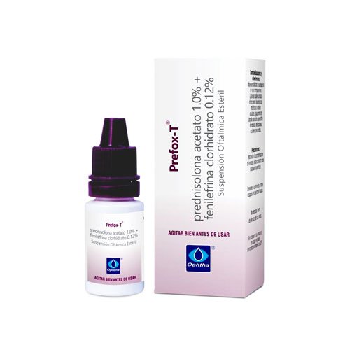 Prefox-T Gotas 5 ml Prednisolona Acetato + Fenilefrina Clorhidrato — Especialidades Oftalmológicas