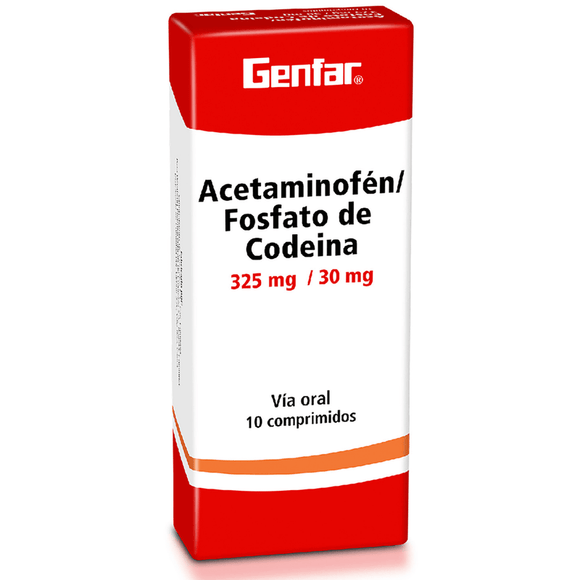 Acetaminófen Codeína 325/30mg 10 tabletas — Genfar