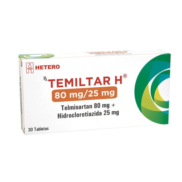 Temiltar H 80/25 mg Telmisartán + Hidroclorotiazida 30 Tabletas — Hetero Seven Pharma