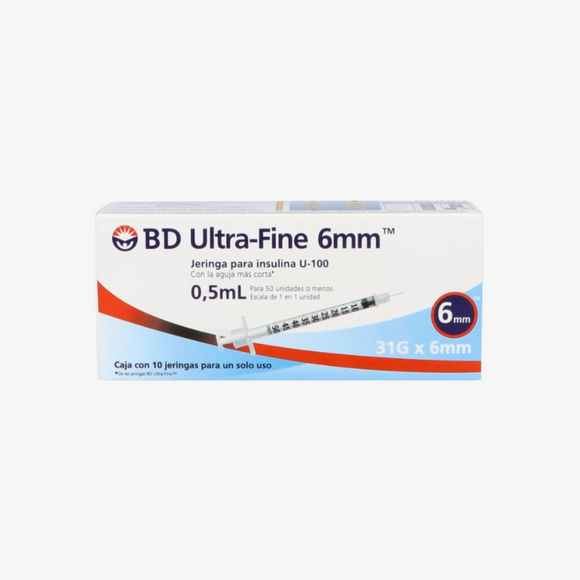 Jeringa Insulina BD Ultra-Fine 0.5ml 31G x 6mm — Becton Dickinson