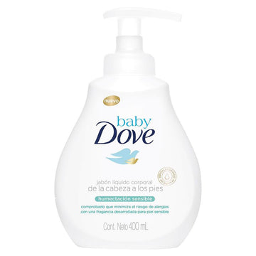 Jabón Dove Baby Líquido Humectante Sensible 400 ml - frasco dispensador para piel sensible del bebé