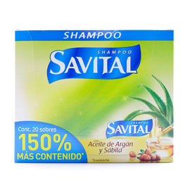 Shampoo Savital Argán y Sábila 25ml 20 sobres — Unilever Andina Colombia