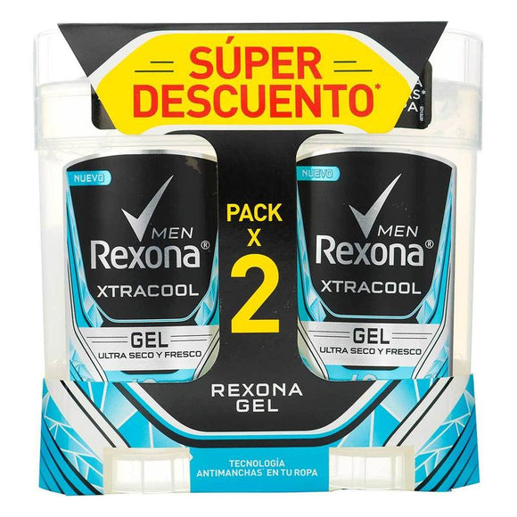 Desodorante Rexona Men Xtracool Gel 113 g x 2 unidades, antitranspirante en gel sin residuos blancos