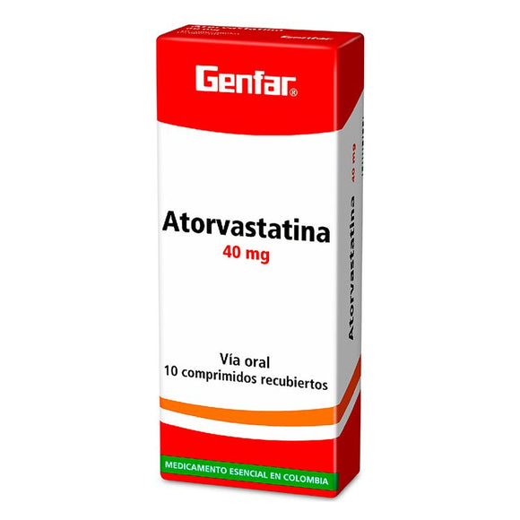 Atorvastatina 40 mg 30 Tabletas Genfar