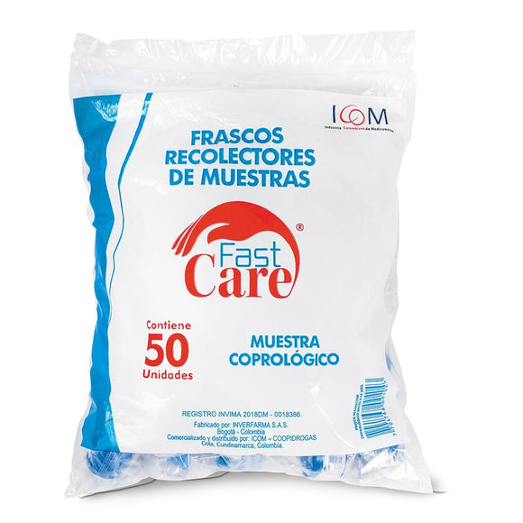 Frasco Recolector Coprológico Fast Care 50 uds — ICOM