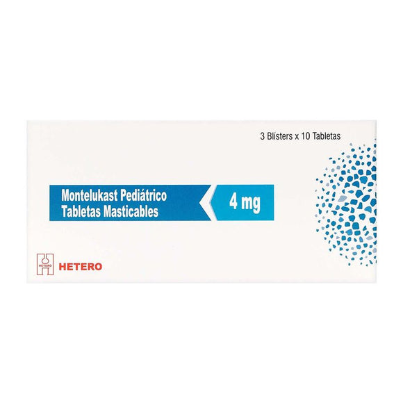 Montelukast 4 mg Pediátrico 30 Tabletas Masticables