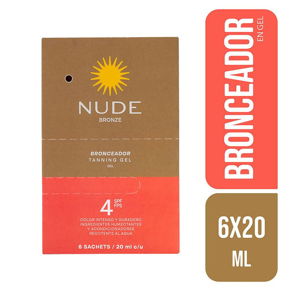 Bronceador Nude Bronze Gel 6 Sobres 20ml — Prebel