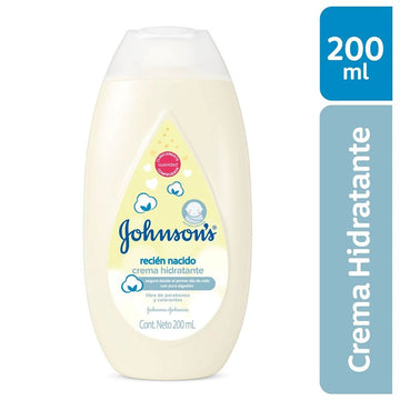 Crema Hidratante Johnson's Baby Recién Nacido 200 ml - frasco blanco con tapa rosada