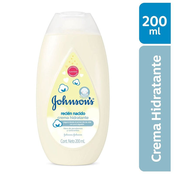 Crema Hidratante Johnson's Baby Recién Nacido 200 ml - frasco blanco con tapa rosada