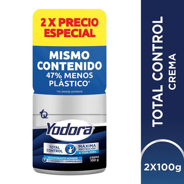 Desodorante Yodora Total Control crema hombre 100 g x 2 unidades Tecnoquimicas