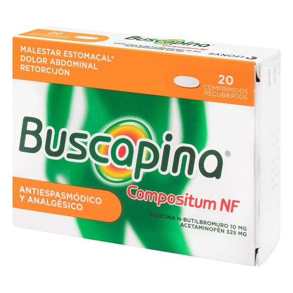 Buscapina Compositum NF hioscina 10 mg acetaminofén 325 mg caja x 20 tabletas — Opella Healthcare