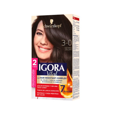 Tinte Igora Vital 3-0 Castaño Oscuro kit doble tubo — Schwarzkopf
