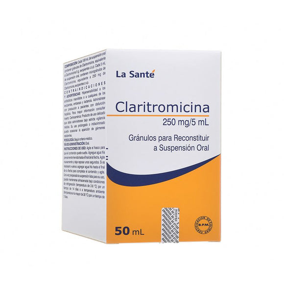 Claritromicina 250mg/5ml Suspension Oral 50ml — Coaspharma