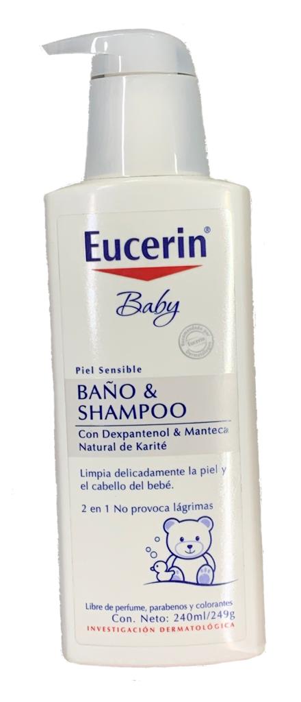 Eucerin Baby Baño y Shampoo 240 ml - Limpiador suave 2 en 1 para piel y cabello del bebé
