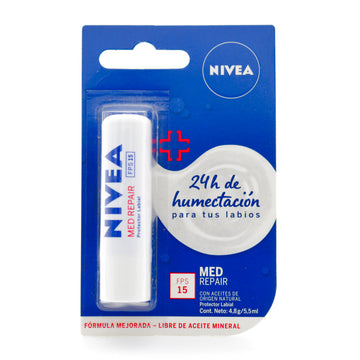 PROTECTOR LABIAL NIVEA LIP CARE MEDICADO FPS 15 BARRA 4.8 GR