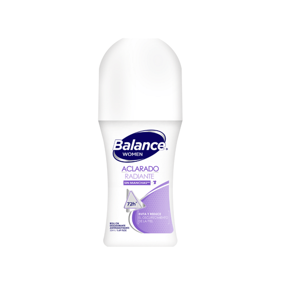 2 Desodorante Balance Roll-On Aclarado Radiante Mujer 50 ml c/u
