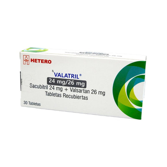 Valatril 50 mg Sacubitrilo/Valsartán 24/26 mg 30 Tabletas — Hetero