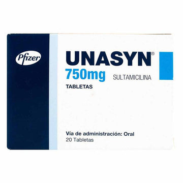 Unasyn 750mg sultamicilina caja x20 tabletas — Pfizer