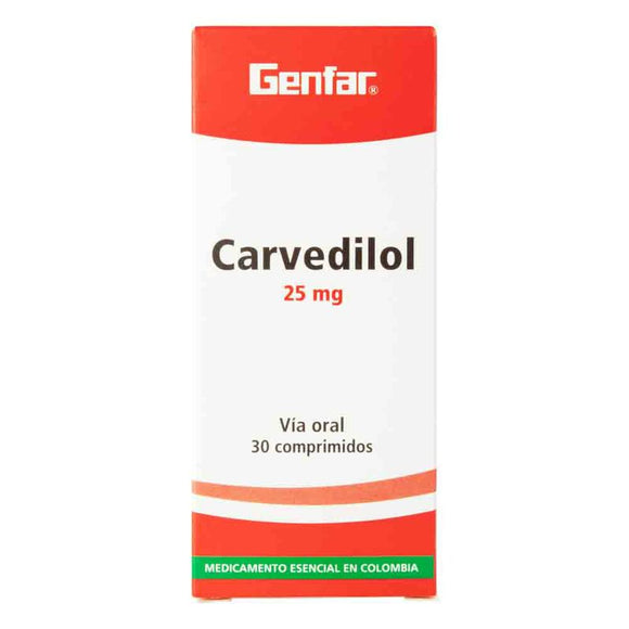Carvedilol 25mg 30 tabletas — Genfar