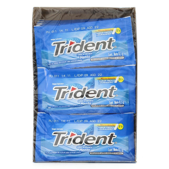 Trident Chicle Menta Azul x 18 Unidades