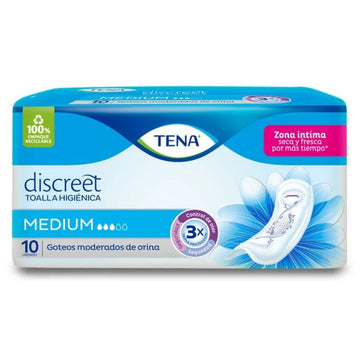 Toalla Tena Mujer Discreet Medium 10 unidades — Productos Familia