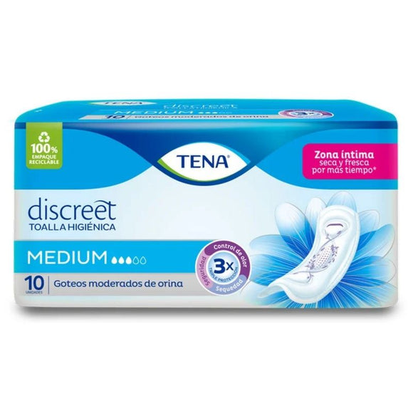 Toalla Tena Mujer Discreet Medium 10 unidades — Productos Familia