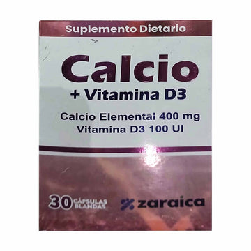Calcio 400 mg + Vitamina D3 100 UI 30 cápsulas — Zaraica