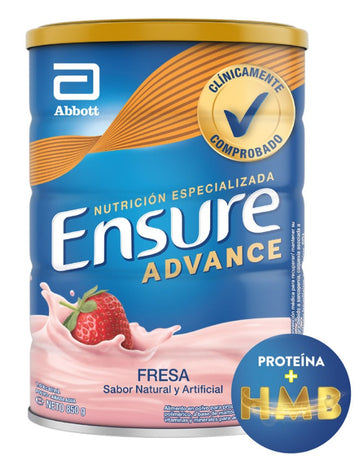 Ensure Advance Fresa 850 g de Abbott - Suplemento nutricional completo en polvo sabor fresa, lata de alto rendimiento