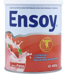 Ensoy Fresa 400 g lata suplemento nutricional proteína de soya sabor fresa Lafrancol Abbott