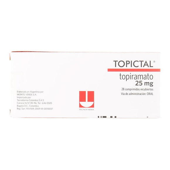 Topictal 25mg topiramato 28 tabletas — Monte Verde