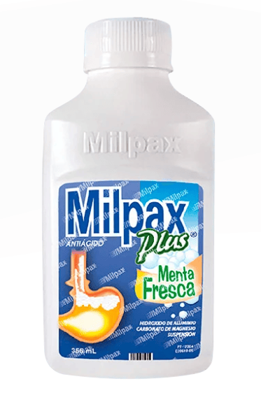 Milpax Plus menta hidróxido de aluminio y carbonato de magnesio 355 ml — Farma de Colombia
