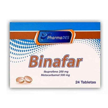 Binafar ibuprofeno 200 mg + metocarbamol 500 mg 24 tabletas — Farmacoop