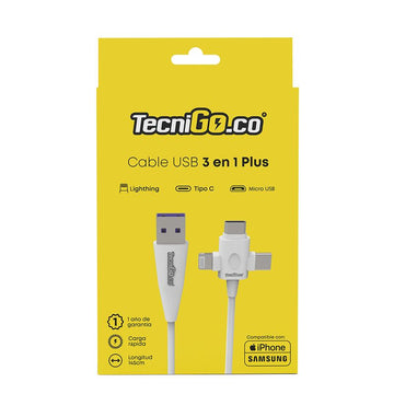 Cable tres puntas 3A carga rápida — Tecnigo