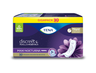 TOALLA TENA MUJER DISCREET MAXI NIGHT 30 UNIDADES - Uno A Droguerias