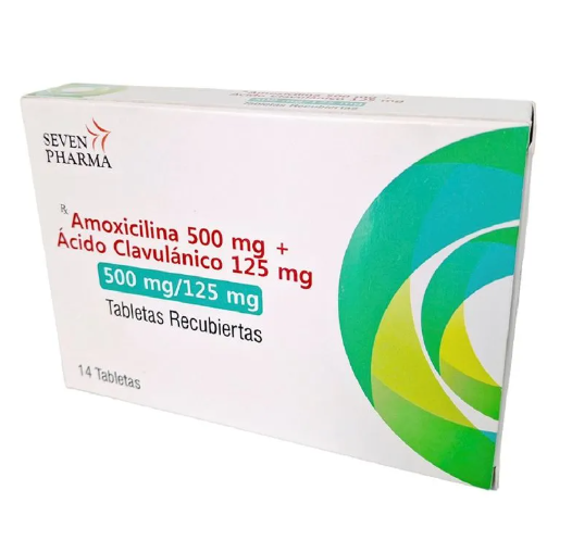 Amoxicilina 500mg + Ácido Clavulánico 125mg 14 Tabletas — Seven Pharma