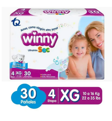 Pañal Winny Ultratrim Sec Etapa 4 30 Unidades